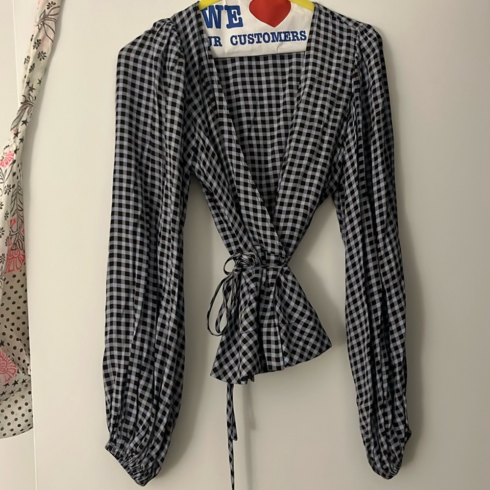 Ganni peplum tie blouse